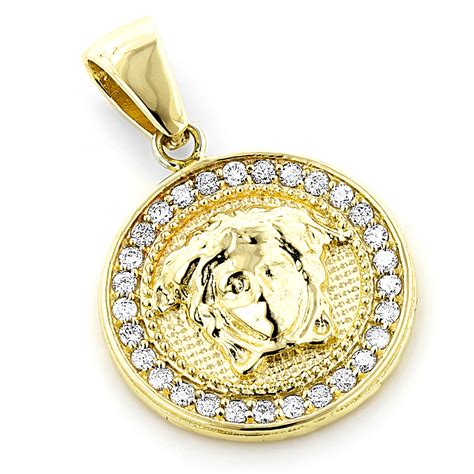 versace white gold pendant|14k gold versace pendant.